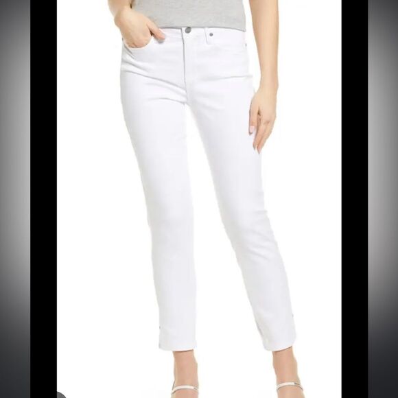 NYDJ Denim - NEW NYDJ Sheri side slit slim ankle jeans in optic white 4 nwot